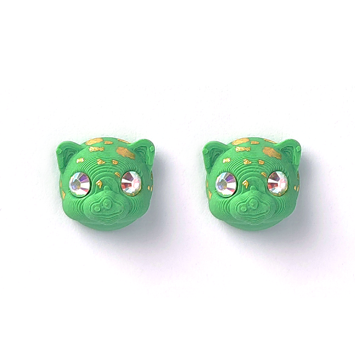 Nööpkõrvarõngad roheline panter
